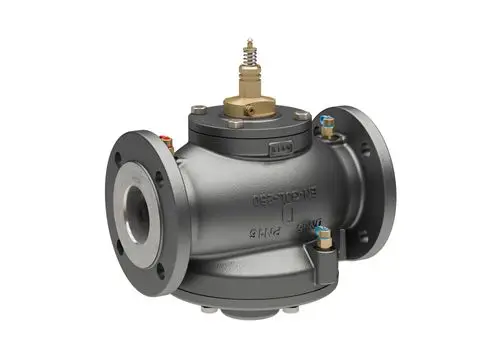 Regelventil von Danfoss, mit Flanschen zur Befestigung, das für die Regelung von Durchflussmengen in Heizungs- und Kühlungssystemen konzipiert ist.